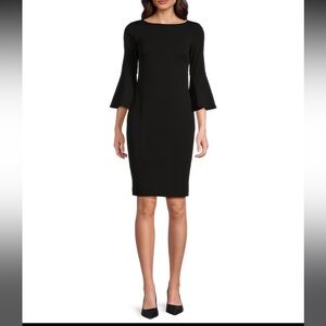 3/4 Bell Sleeve Boat Neck Sheath Dress